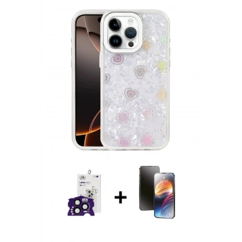 MARSİLYAN™- iPhone 16 Pro Max Kılıf Odak Prime - Siyah 3D Antistatik Mat Seramik Nano Ekran Koruyucu + Bilvis Titan Kamera Lens - SH