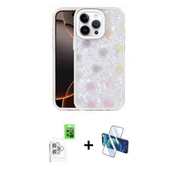 MARSİLYAN™- iPhone 16 Pro Max Kılıf Odak Prime - Siyah 3D Antistatik Seramik Nano Ekran Koruyucu + Raze Metal Kamera Lens - BZ