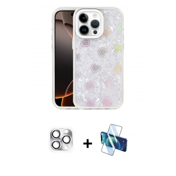 MARSİLYAN™- iPhone 16 Pro Max Kılıf Odak Prime - Siyah 3D Antistatik Seramik Nano Ekran Koruyucu + Pers Alüminyum Kamera Lens - GS