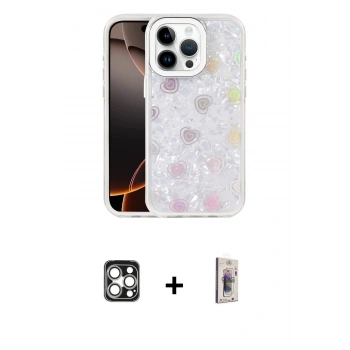 MARSİLYAN™- iPhone 16 Pro Max Kılıf Odak Prime - Siyah Bilvis 3D Cam Ekran Koruyucu + PVD Metal Kamera Lens - GS