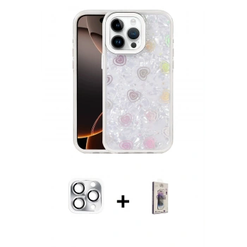 MARSİLYAN™- iPhone 16 Pro Max Kılıf Odak Prime - Siyah Bilvis 3D Cam Ekran Koruyucu + Pers Alüminyum Kamera Lens - GS