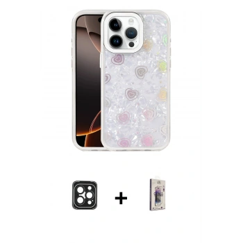 MARSİLYAN™- iPhone 16 Pro Max Kılıf Odak Prime - Siyah Bilvis 3D Cam Ekran Koruyucu + PVD Metal Kamera Lens - SH