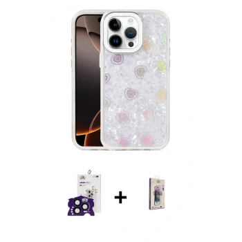 MARSİLYAN™- iPhone 16 Pro Max Kılıf Odak Prime - Siyah Bilvis 3D Cam Ekran Koruyucu + Bilvis Titan Kamera Lens - SH