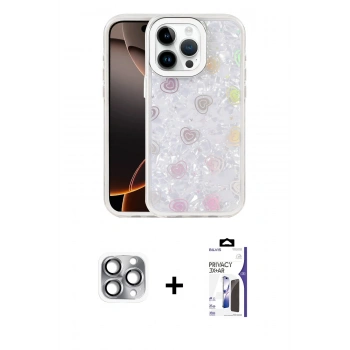MARSİLYAN™- iPhone 16 Pro Max Kılıf Odak Prime - Siyah Bilvis 3X AR Hayalet Cam Ekran Koruyucu + Pers Alüminyum Kamera Lens - GI