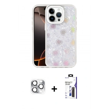 MARSİLYAN™- iPhone 16 Pro Max Kılıf Odak Prime - Siyah Bilvis 3X AR Hayalet Cam Ekran Koruyucu + Pers Alüminyum Kamera Lens - GS