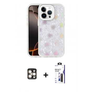 MARSİLYAN™- iPhone 16 Pro Max Kılıf Odak Prime - Siyah Bilvis 3X AR Hayalet Cam Ekran Koruyucu + PVD Metal Kamera Lens - GD