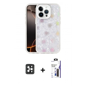 MARSİLYAN™- iPhone 16 Pro Max Kılıf Odak Prime - Siyah Bilvis 3X AR Hayalet Cam Ekran Koruyucu + PVD Metal Kamera Lens - SH