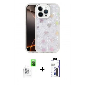 MARSİLYAN™- iPhone 16 Pro Max Kılıf Odak Prime - Siyah Bilvis 3X AR Hayalet Cam Ekran Koruyucu + Raze Metal Kamera Lens - BZ