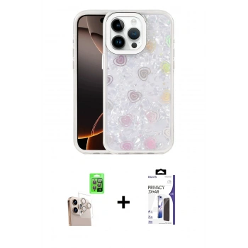 MARSİLYAN™- iPhone 16 Pro Max Kılıf Odak Prime - Siyah Bilvis 3X AR Hayalet Cam Ekran Koruyucu + Raze Metal Kamera Lens - NLGY