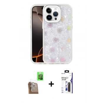 MARSİLYAN™- iPhone 16 Pro Max Kılıf Odak Prime - Siyah Bilvis 3X AR Hayalet Cam Ekran Koruyucu + Raze Metal Kamera Lens - CLTM