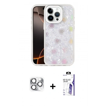MARSİLYAN™- iPhone 16 Pro Max Kılıf Odak Prime - Siyah Bilvis 3X AR HD Cam Ekran Koruyucu + Pers Alüminyum Kamera Lens - GS