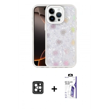 MARSİLYAN™- iPhone 16 Pro Max Kılıf Odak Prime - Siyah Bilvis 3X AR HD Cam Ekran Koruyucu + PVD Metal Kamera Lens - SH