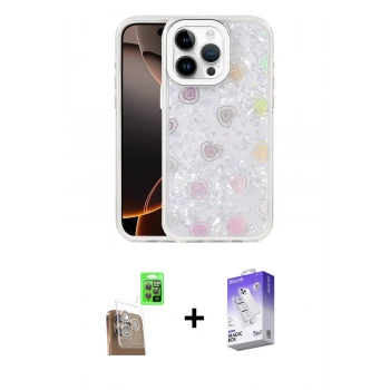 MARSİLYAN™- iPhone 16 Pro Max Kılıf Odak Prime - Siyah Bilvis 5in1 3D Magic Cam Ekran Koruyucu + Raze Metal Kamera Lens - CLTM