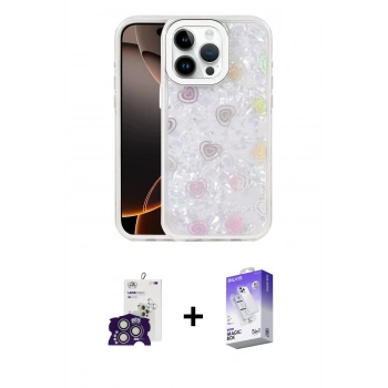 MARSİLYAN™- iPhone 16 Pro Max Kılıf Odak Prime - Siyah Bilvis 5in1 3D Magic Cam Ekran Koruyucu + Bilvis Titan Kamera Lens - GS