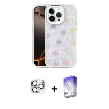 MARSİLYAN™- iPhone 16 Pro Max Kılıf Odak Prime - Siyah Bilvis 5in1 3D Magic Cam Ekran Koruyucu + Pers Alüminyum Kamera Lens - GS