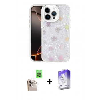 MARSİLYAN™- iPhone 16 Pro Max Kılıf Odak Prime - Siyah Bilvis 5in1 3D Magic Cam Ekran Koruyucu + Raze Metal Kamera Lens - NLGY