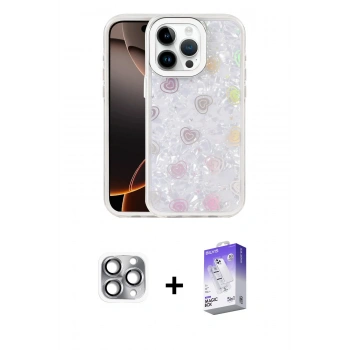 MARSİLYAN™- iPhone 16 Pro Max Kılıf Odak Prime - Siyah Bilvis 5in1 3D Magic Cam Ekran Koruyucu + Pers Alüminyum Kamera Lens - GI