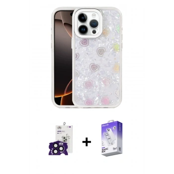 MARSİLYAN™- iPhone 16 Pro Max Kılıf Odak Prime - Siyah Bilvis 5in1 3D Magic Cam Ekran Koruyucu + Bilvis Titan Kamera Lens - SH