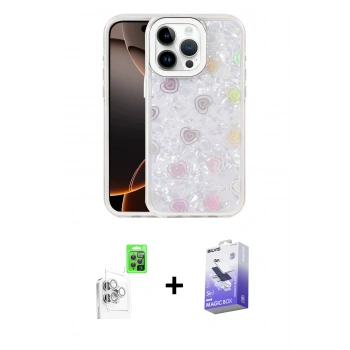 MARSİLYAN™- iPhone 16 Pro Max Kılıf Odak Prime - Siyah Bilvis 5in1 5D Magic Hayalet Cam Ekran Koruyucu + Raze Metal Kamera Lens - BZ