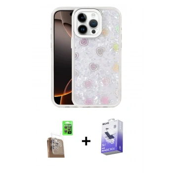 MARSİLYAN™- iPhone 16 Pro Max Kılıf Odak Prime - Siyah Bilvis 5in1 5D Magic Hayalet Cam Ekran Koruyucu + Raze Metal Kamera Lens - CLTM