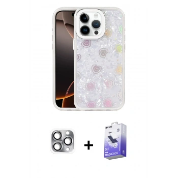 MARSİLYAN™- iPhone 16 Pro Max Kılıf Odak Prime - Siyah Bilvis 5in1 5D Magic Hayalet Cam Ekran Koruyucu + Pers Alüminyum Kamera Lens - GI