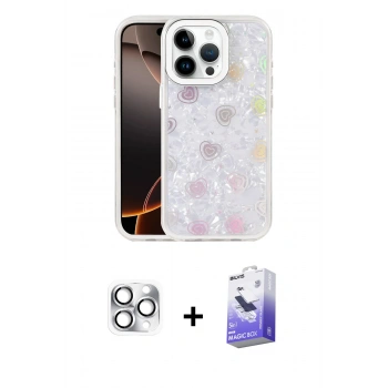 MARSİLYAN™- iPhone 16 Pro Max Kılıf Odak Prime - Siyah Bilvis 5in1 5D Magic Hayalet Cam Ekran Koruyucu + Pers Alüminyum Kamera Lens - GS