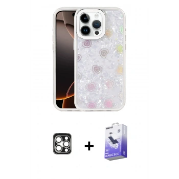 MARSİLYAN™- iPhone 16 Pro Max Kılıf Odak Prime - Siyah Bilvis 5in1 5D Magic Hayalet Cam Ekran Koruyucu + PVD Metal Kamera Lens - GS