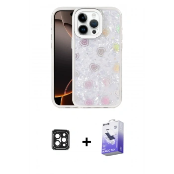 MARSİLYAN™- iPhone 16 Pro Max Kılıf Odak Prime - Siyah Bilvis 5in1 5D Magic Hayalet Cam Ekran Koruyucu + PVD Metal Kamera Lens - SH