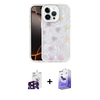 MARSİLYAN™- iPhone 16 Pro Max Kılıf Odak Prime - Siyah Bilvis 5in1 5D Magic Hayalet Cam Ekran Koruyucu + Bilvis Titan Kamera Lens - SH