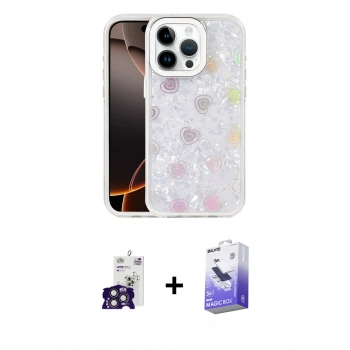 MARSİLYAN™- iPhone 16 Pro Max Kılıf Odak Prime - Siyah Bilvis 5in1 5D Magic Hayalet Cam Ekran Koruyucu + Bilvis Titan Kamera Lens - TMGI