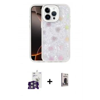 MARSİLYAN™- iPhone 16 Pro Max Kılıf Odak Prime - Siyah Bilvis Hayalet Cam Ekran Koruyucu + Bilvis Titan Kamera Lens - GS