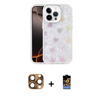 MARSİLYAN™- iPhone 16 Pro Max Kılıf Odak Prime - Siyah Buffer Hayalet Cam Ekran Koruyucu + Pers Alüminyum Kamera Lens - CLTM