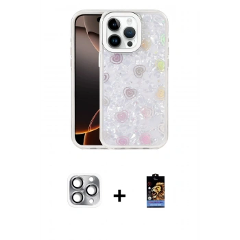 MARSİLYAN™- iPhone 16 Pro Max Kılıf Odak Prime - Siyah Buffer Hayalet Cam Ekran Koruyucu + Pers Alüminyum Kamera Lens - GI