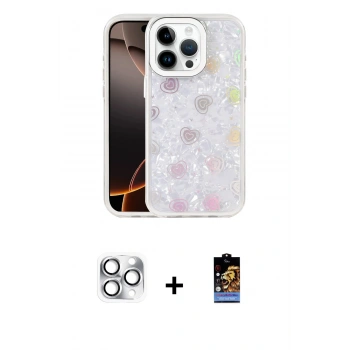 MARSİLYAN™- iPhone 16 Pro Max Kılıf Odak Prime - Siyah Buffer Hayalet Cam Ekran Koruyucu + Pers Alüminyum Kamera Lens - GS