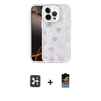 MARSİLYAN™- iPhone 16 Pro Max Kılıf Odak Prime - Siyah Buffer Hayalet Cam Ekran Koruyucu + PVD Metal Kamera Lens - SH