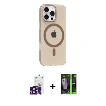 MARSİLYAN™- iPhone 16 Pro Max Kılıf Pusula Form Özel Seri - Şeffaf 360 Full Body Arka Koruyucu + Bilvis Titan Kamera Lens - SH
