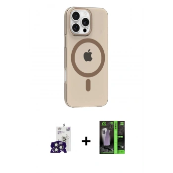 MARSİLYAN™- iPhone 16 Pro Max Kılıf Pusula Form Özel Seri - Şeffaf 360 Full Body Arka Koruyucu + Bilvis Titan Kamera Lens - TMGI