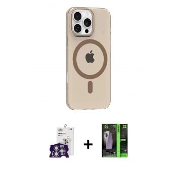 MARSİLYAN™- iPhone 16 Pro Max Kılıf Pusula Form Özel Seri - Şeffaf 360 Full Body Arka Koruyucu + Bilvis Titan Kamera Lens - GS