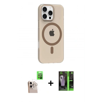 MARSİLYAN™- iPhone 16 Pro Max Kılıf Pusula Form Özel Seri - Şeffaf 360 Full Body Arka Koruyucu + Raze Metal Kamera Lens - NLGY