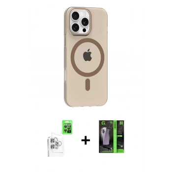MARSİLYAN™- iPhone 16 Pro Max Kılıf Pusula Form Özel Seri - Şeffaf 360 Full Body Arka Koruyucu + Raze Metal Kamera Lens - BZ