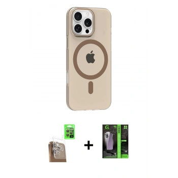 MARSİLYAN™- iPhone 16 Pro Max Kılıf Pusula Form Özel Seri - Şeffaf 360 Full Body Arka Koruyucu + Raze Metal Kamera Lens - CLTM
