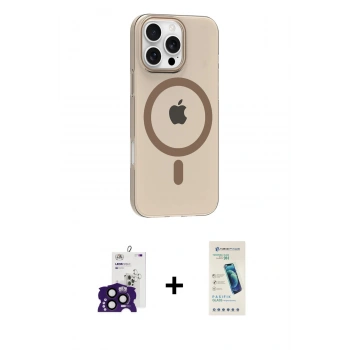 MARSİLYAN™- iPhone 16 Pro Max Kılıf Pusula Form Özel Seri - Şeffaf Pasifik Cam Ekran Koruyucu + Bilvis Titan Kamera Lens - SH