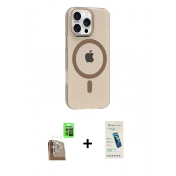 MARSİLYAN™- iPhone 16 Pro Max Kılıf Pusula Form Özel Seri - Şeffaf Pasifik Cam Ekran Koruyucu + Raze Metal Kamera Lens - CLTM