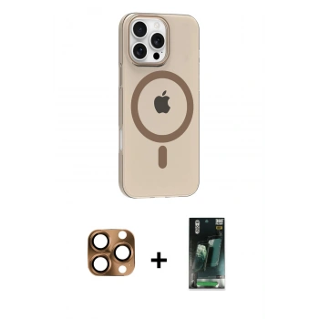 MARSİLYAN™- iPhone 16 Pro Max Kılıf Pusula Form Özel Seri - Siyah 360 Mat Full Body Arka Koruyucu + Pers Alüminyum Kamera Lens - CLTM