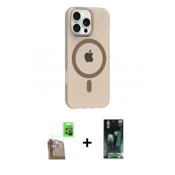 MARSİLYAN™- iPhone 16 Pro Max Kılıf Pusula Form Özel Seri - Siyah 360 Mat Full Body Arka Koruyucu + Raze Metal Kamera Lens - CLTM
