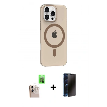 MARSİLYAN™- iPhone 16 Pro Max Kılıf Pusula Form Özel Seri - Siyah 3D Antistatik Hayalet Cam Ekran Koruyucu + Raze Metal Kamera Lens - NLGY