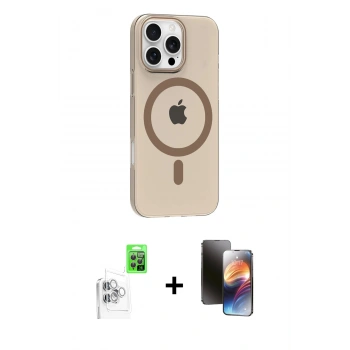 MARSİLYAN™- iPhone 16 Pro Max Kılıf Pusula Form Özel Seri - Siyah 3D Antistatik Mat Seramik Nano Ekran Koruyucu + Raze Metal Kamera Lens - BZ