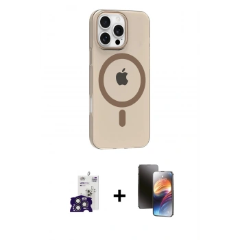 MARSİLYAN™- iPhone 16 Pro Max Kılıf Pusula Form Özel Seri - Siyah 3D Antistatik Mat Seramik Nano Ekran Koruyucu + Bilvis Titan Kamera Lens - TMGI