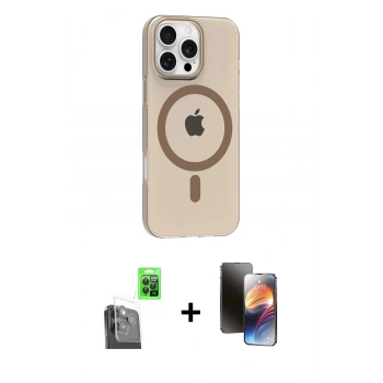 MARSİLYAN™- iPhone 16 Pro Max Kılıf Pusula Form Özel Seri - Siyah 3D Antistatik Mat Seramik Nano Ekran Koruyucu + Raze Metal Kamera Lens - SH
