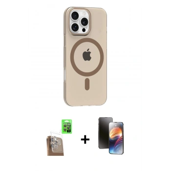 MARSİLYAN™- iPhone 16 Pro Max Kılıf Pusula Form Özel Seri - Siyah 3D Antistatik Mat Seramik Nano Ekran Koruyucu + Raze Metal Kamera Lens - CLTM